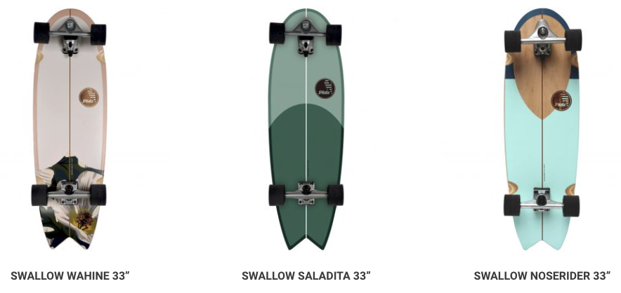 La gamme de surfskates Slide Swallow